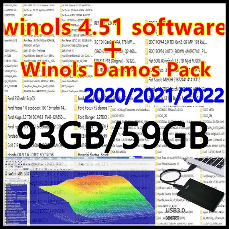 2023 heiß verkaufen winols 4.51 93gb/59gb winols damos großes archiv damos mappacks für winols software big pack paket chip tuning ma Image