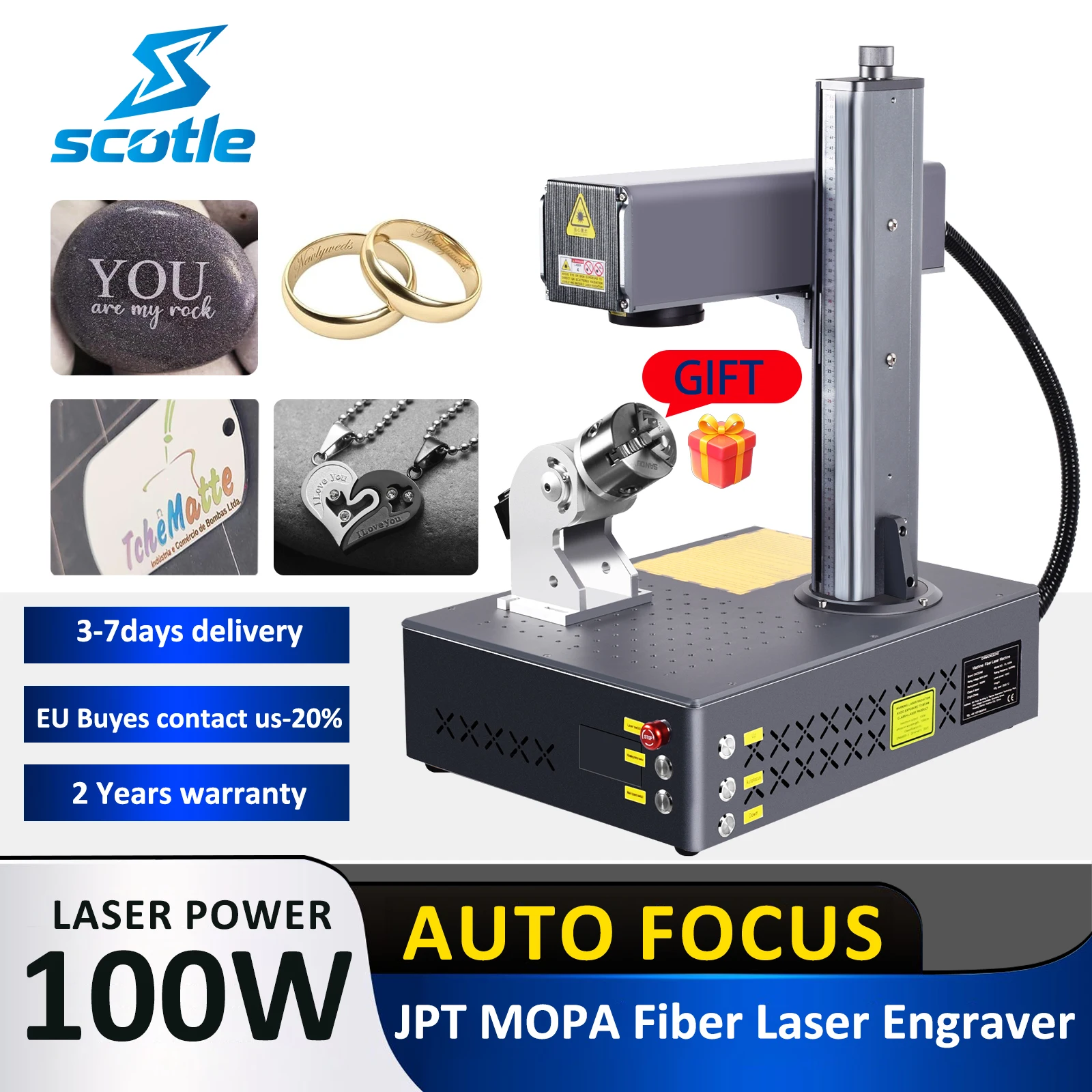 100W JPT MOPA Faserlaser-Markierer mit Autofokus JPT MOPA Metall-Graviergerät mit Autofokus 100W 60W Lasermarkierung für Metall/Keramik/Kunststoff Image