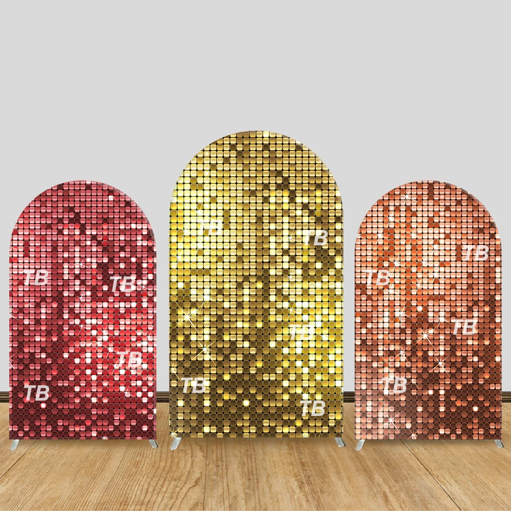 Rot Gold Kupfer Pailletten Bogen Hintergrund Abdeckung Party Dekor Photo Booth Hintergrund Zubehör Image