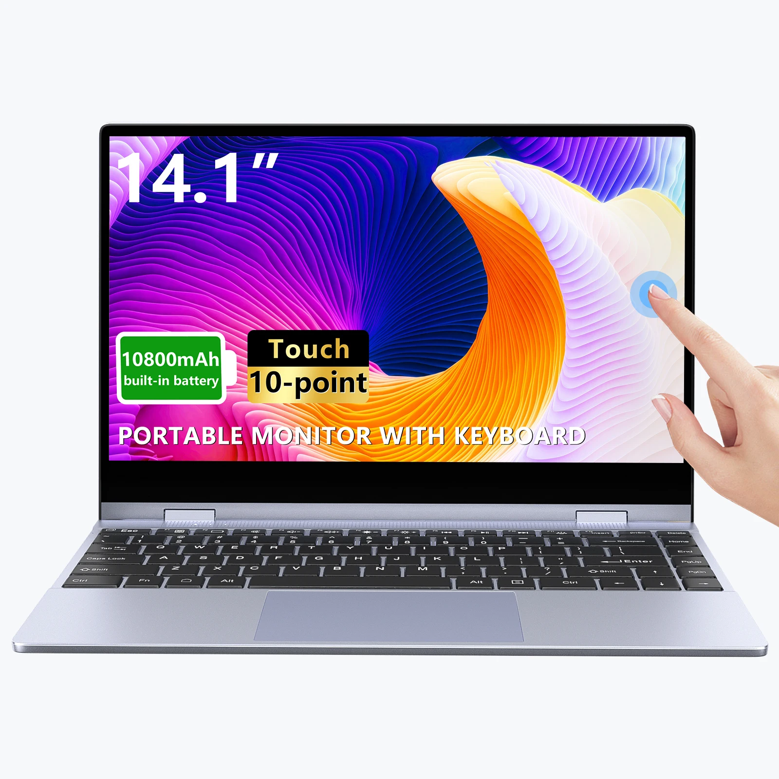 Dopesplay 14,1-Zoll-tragbarer Monitor Lapdock Eingebauter 50000-mAh-Akku 10-Punkte-Touchscreen 1080P HDR IPS Zweiter Bildschirm-Extender Image