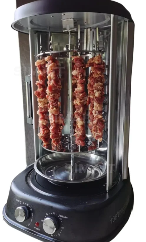 Elektrischer rotierender rauchfreier Grill, Hühner-Rotisserie-Maschine, Grill, Kebab, Shawarma, Fleischofen, Braten, Rotisserie für die Heimkoch Image