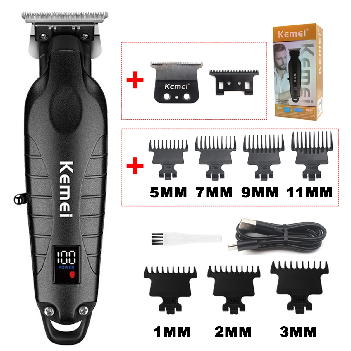 Kemei KM-2293 Haarschneidemaschine Professioneller Wiederaufladbarer Barber-Haarschneider Elektrischer Haartrimmer Kabellos für Männer Image