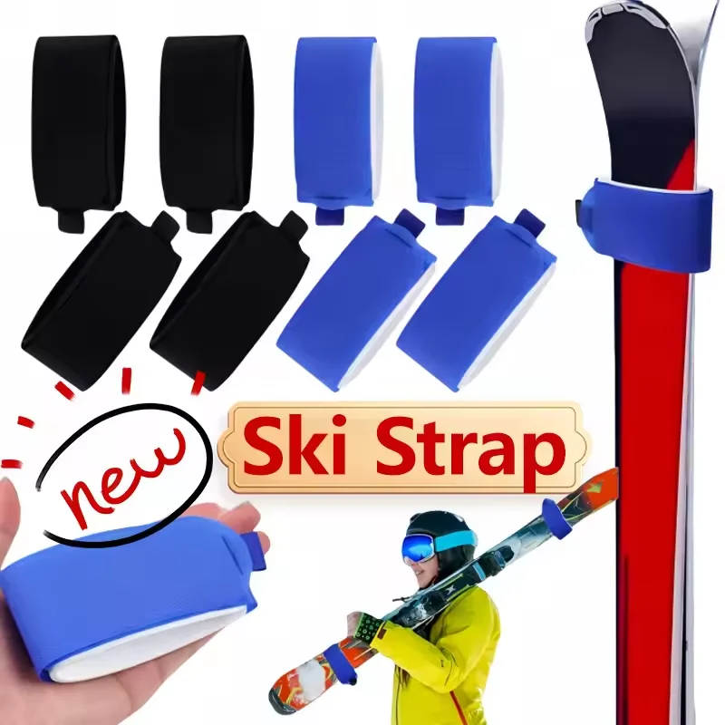 2 Stück Ski-Befestigungsgurte Ski-Riemen Verstellbare Ski-Bindungen Snowboard-Zubehör Polster Snowboard-Bindungsgurte Image