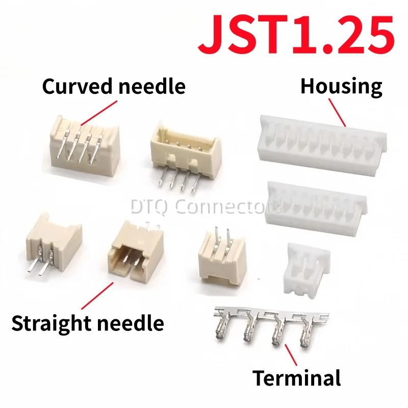 50 Stück MICRO JST 1.25 2P 3P 4P 5P 6P 7P 8P 9P 10P Steckverbinder 1,25 mm Rastermaß Horizontaler gerader Stiftleistenanschluss / Gehäuse / Terminal Image