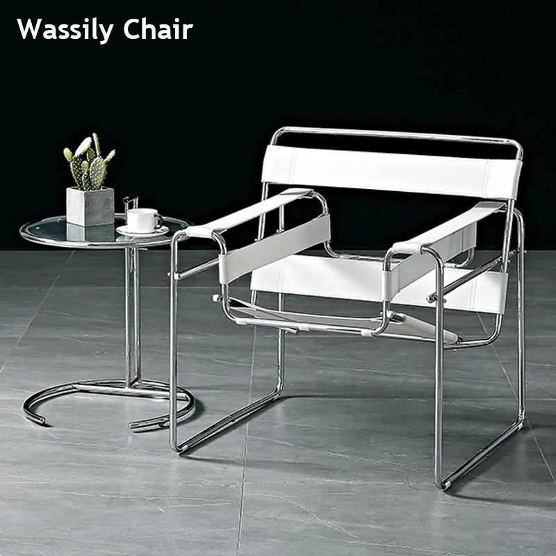 Einfacher nordischer mittelalterlicher Stil, Vasily-Sitz, Kohlenstoffstahl, Sattelleder, Freizeit, Einzelsofa, Stuhl für Wohnzimmer, Arbeitszimmer Image