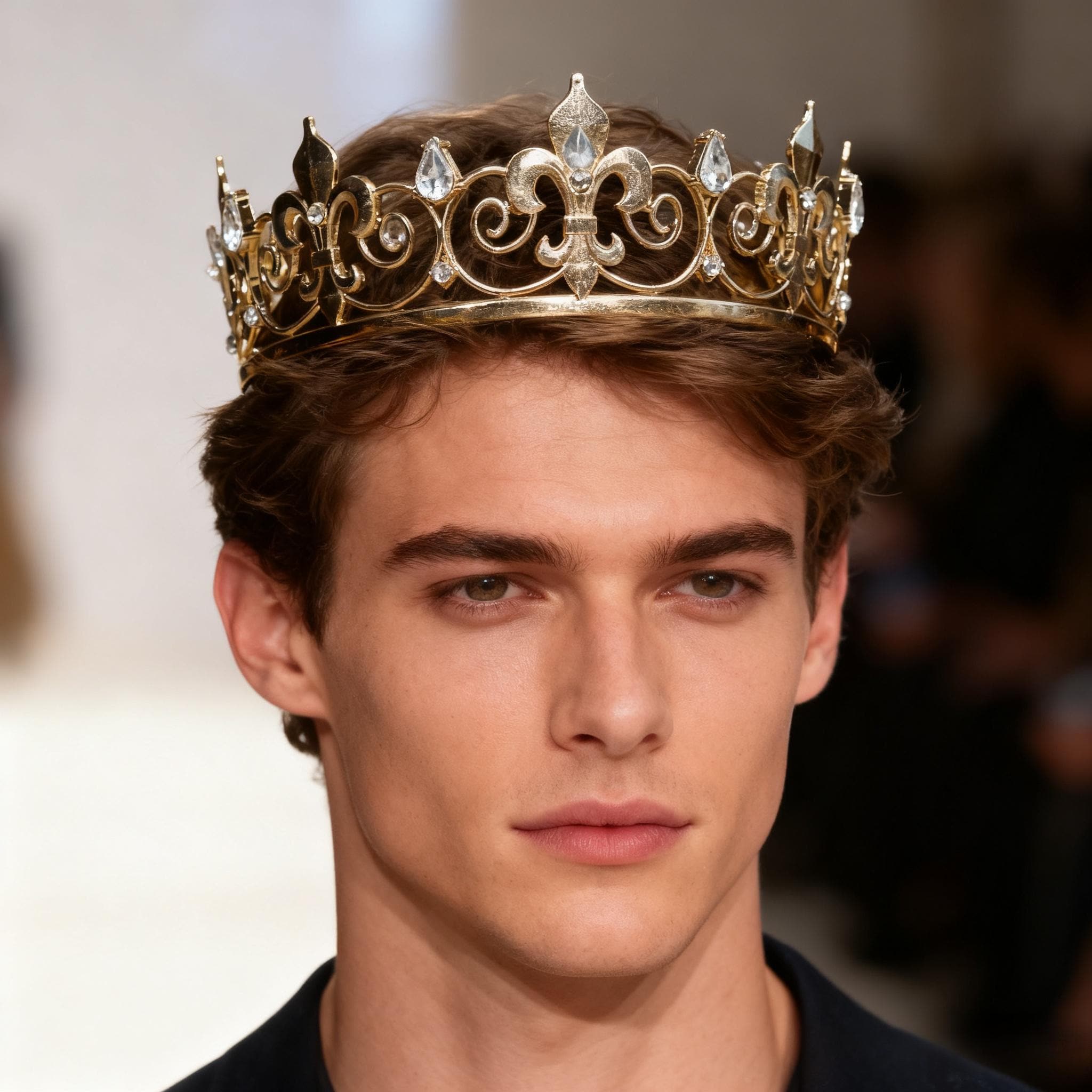 Corona da uomo in oro con giglio e dettagli in cristallo, corona gotica da uomo, corona da re medievale, corona da principe, corona da re, regalo di g