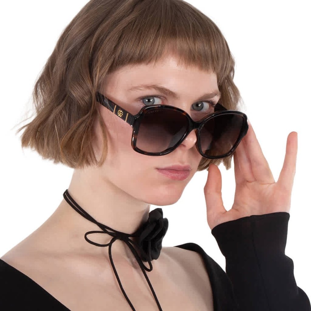 Gucci Accessories | Gucci Gg0765sa 003 Sunglasses Havana Butterfly Frame, Brown Lenses | Color: Brown | Size: 57 - 16 - 145