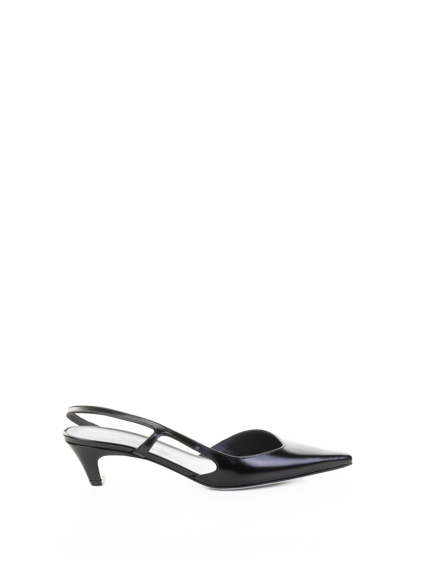 Schwarzer gebürsteter Leder Slingback-Pumps
