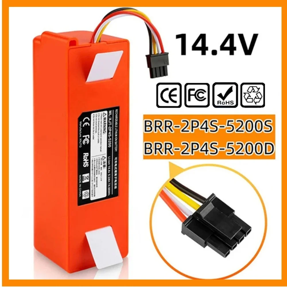 BRR-2P4S 14,4 V 5200 mAh 12800 mAh Roboter-Staubsauger-Ersatzakku für Xiaomi Roborock S55 S60 S65 S50 S51 S5 MAX S6 Image