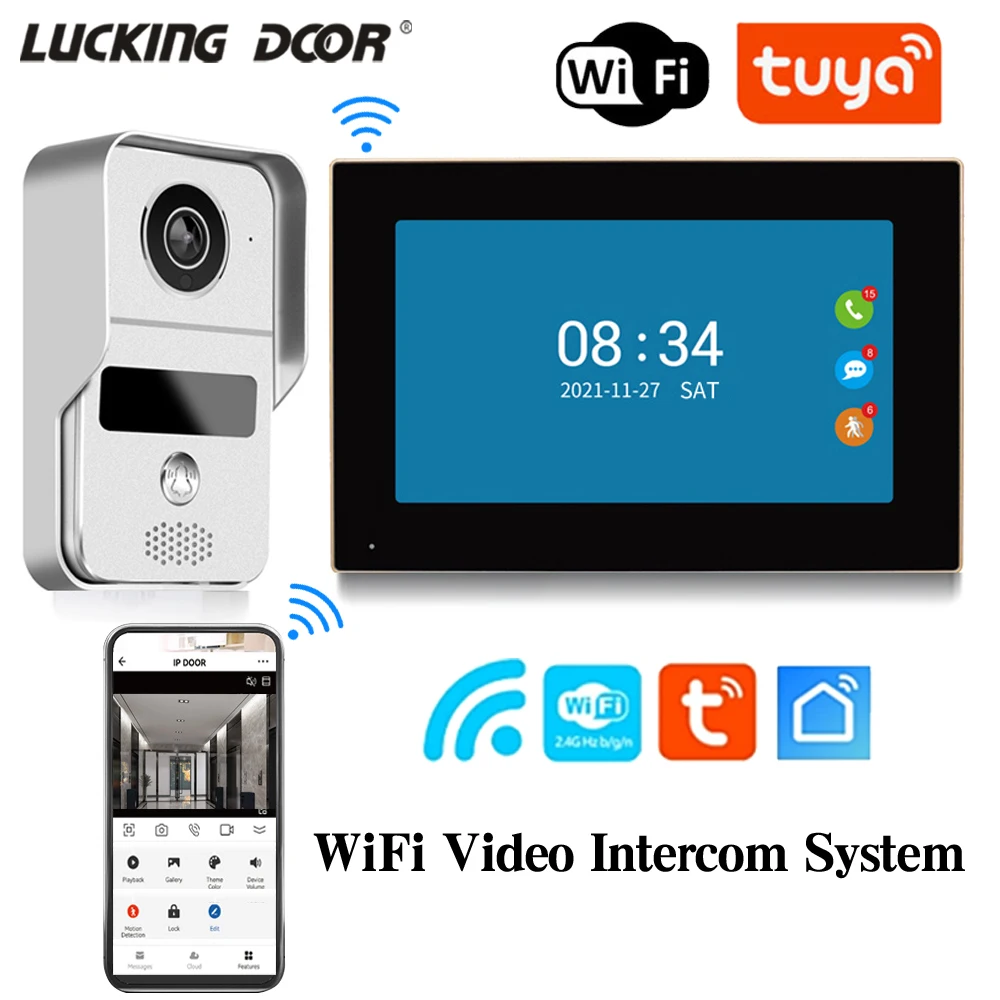 7 Zoll Tuya Video Türklingel WiFi Outdoor Türklingel Wasserdicht IP65 Intercom Smart Home Tür Telefon Kamera Image
