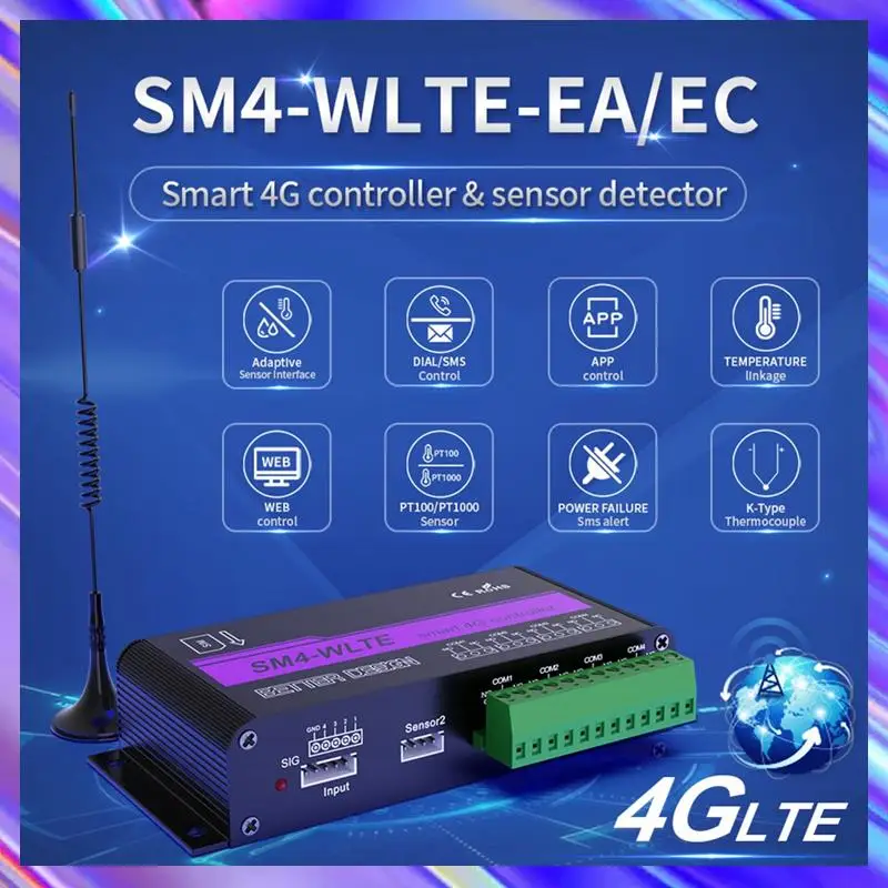 A98Z SM4-WLTE 4G Wireless GSM SMS Remote ON/OFF Schalter Controller 4 Relais APP Fernbedienung Temperatur Sensor-EU Stecker Image