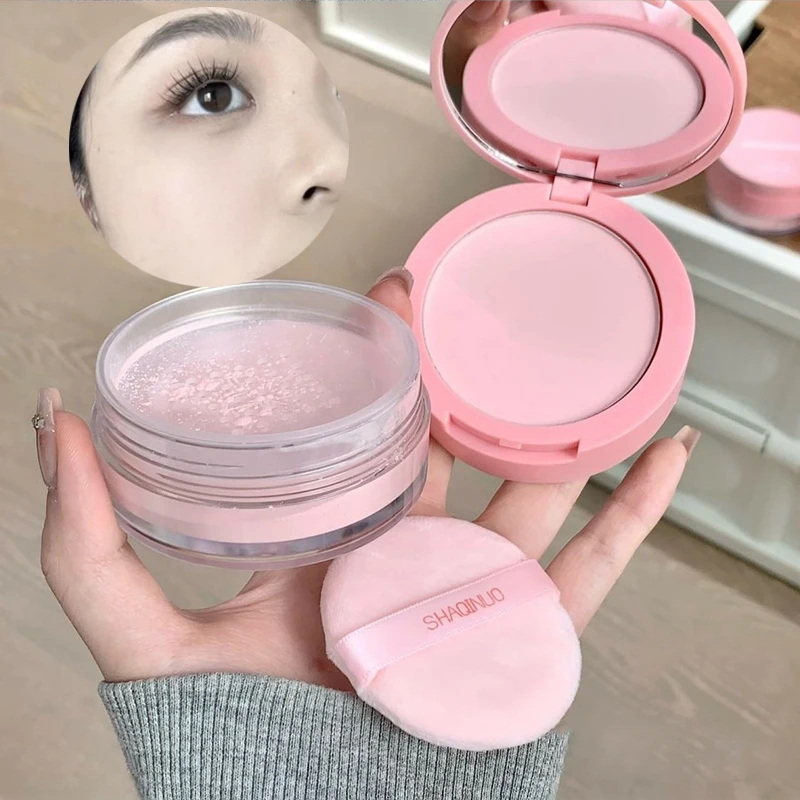 Rose Pink Makeup Loose Powder 2-in-1 Setting Powder Waterproof Oil Control Lavender Purple Transparent Pressed Powder Concealer Image