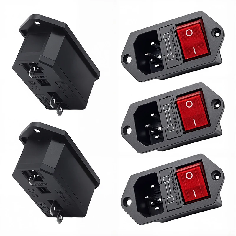 10 A 250 V 3-polige Steckdose mit Sicherungshalter, Wippschalter, Netzkabel, Einlass, Steckdose Image