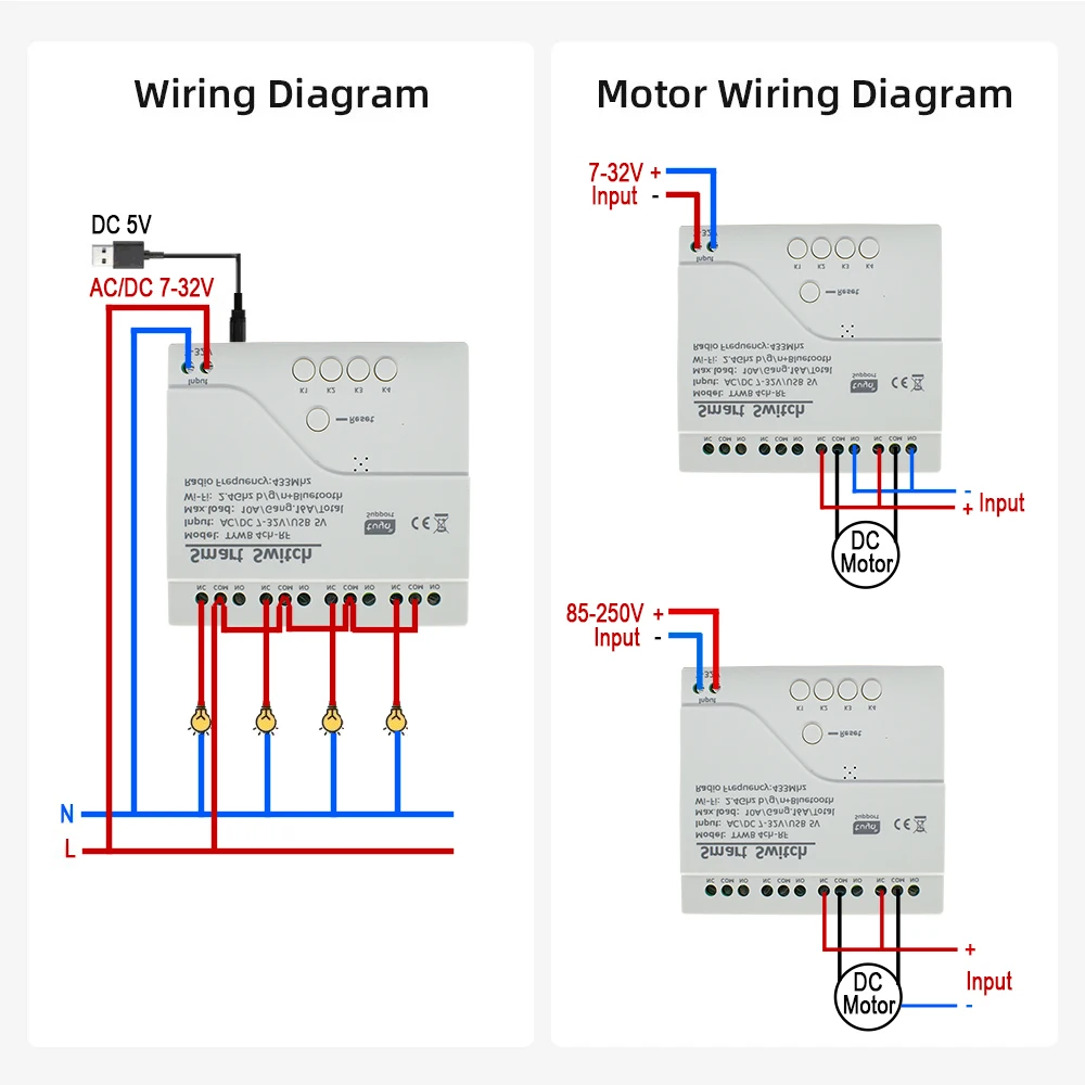 Tuya Smart Home Wifi Schalter Modul 7-32 V 85-250 V 220 V 4 Kanäle 10A relais Controller Arbeit Mit Alexa Google Hause Image