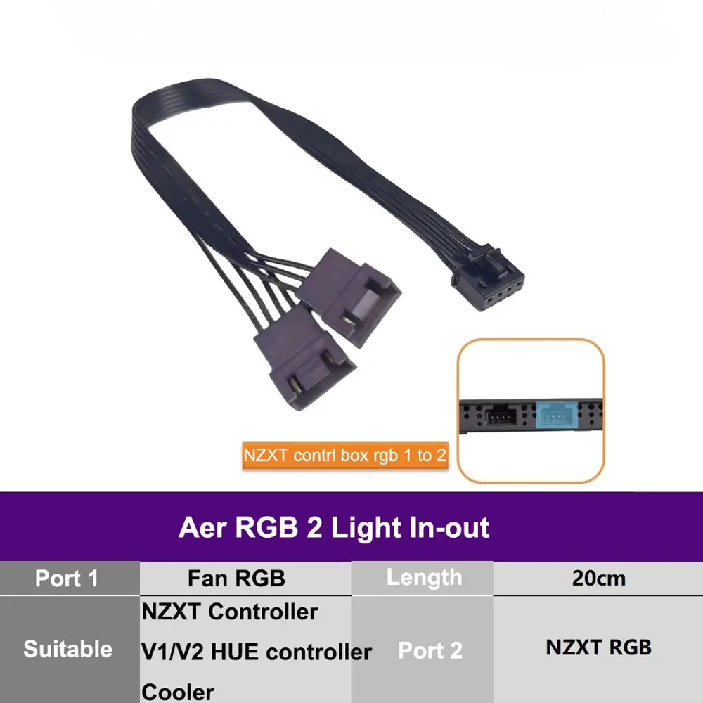 Für NZXT Aer RGB 2 Light In Out Serielle Kabel Eingangskabel Anschlussgehäuse Lüfter-Adapterkabel Image