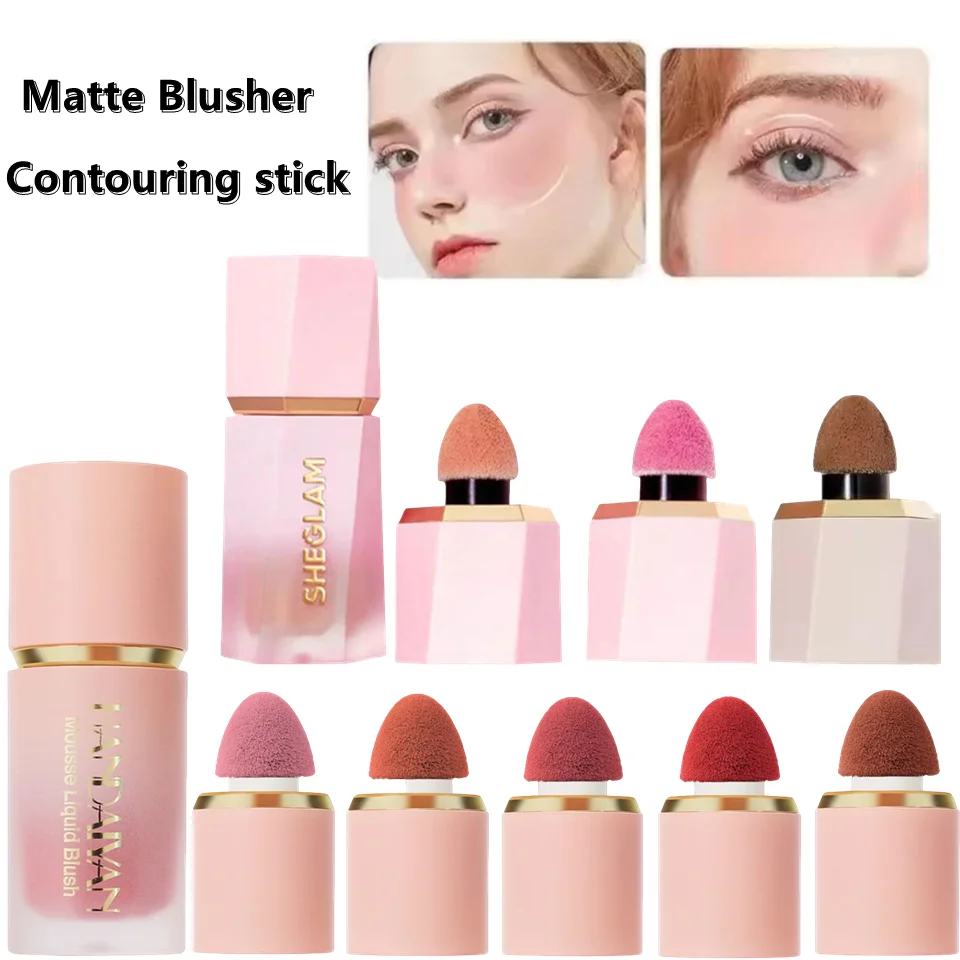 Mattes flüssiges Gesichtsrouge / Contouring Stick Glatte Wange Augenmousse Rouge Highlighter Stick Rouge Wasserfestes Kontur-Make-up Image