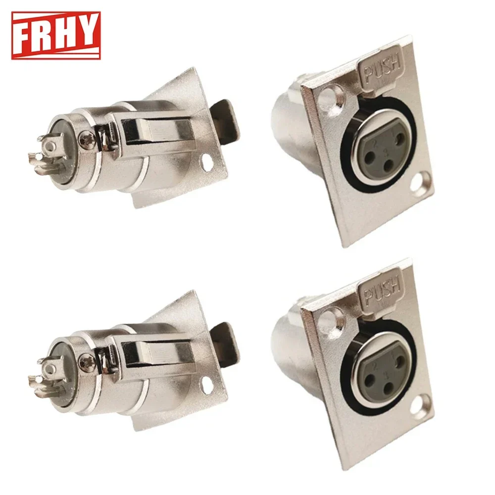 4-teilige 3-polige XLR-Steckverbinder für Schalttafelmontage in Studioqualität, Stecker und Buchse, Wandplatte, langlebige Stecker und Buchse für Studioausrüstung Image