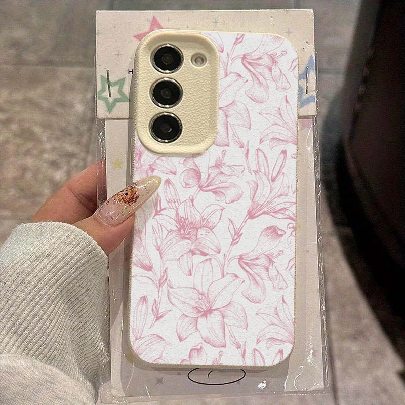 Elegante Rosa Lilien-Muster Handyhülle für Samsung Galaxy S26 S25 Ultra S24 FE S23 Plus S22 A16 A56 A25 A54 A55 A53 A37 A57 Cover