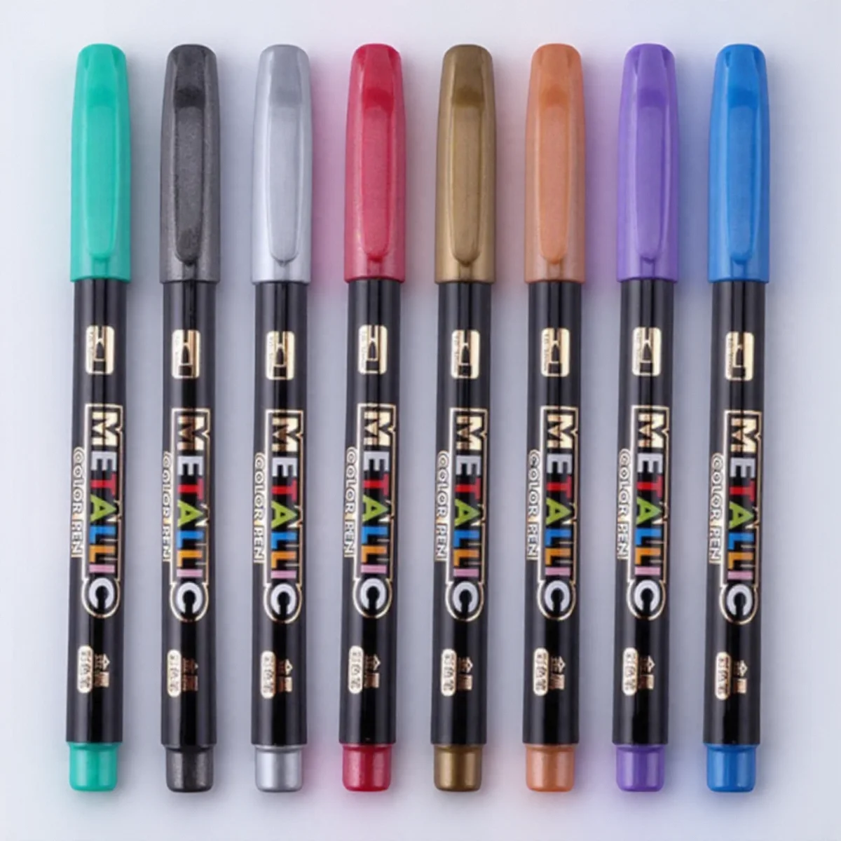 8-farbiger Metallic-Aquarell-Markierungsstift, permanente Kunst-Zeichnungsmarker für Künstler, Studenten, DIY-Handwerk, Farbstifte auf Wasserbasis Image