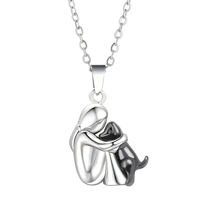 Trendy Schwarz Hund Anhänger Halskette Für Frauen Welpen Hund Mama Halsketten Tier Haustier Schmuck Zubehör Image