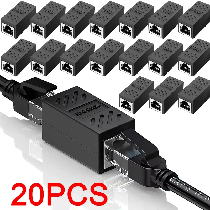 1-20PCS RJ45 Stecker Cat7/6 Ethernet Adapter Gigabit Interface Netzwerk Extender Konverter Für Verlängerung Kabel Buchse auf Buchse Image