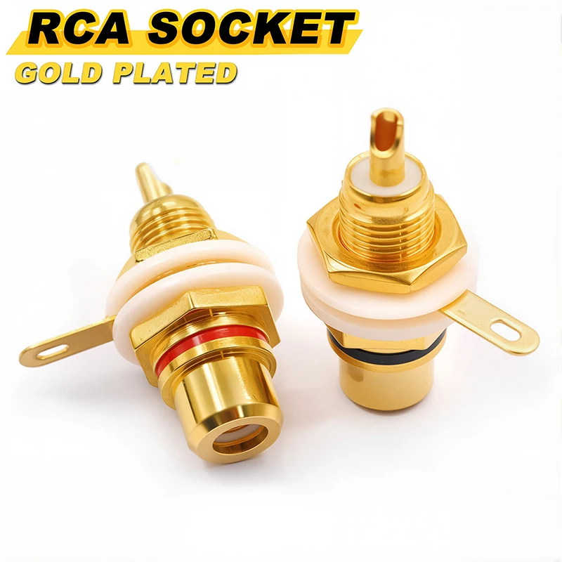 4PCS RCA Buchse Lotus Stecker Chassis Panel Mount Adapter Audio Terminal Stecker 3,5mm AV Stecker Vergoldet Image