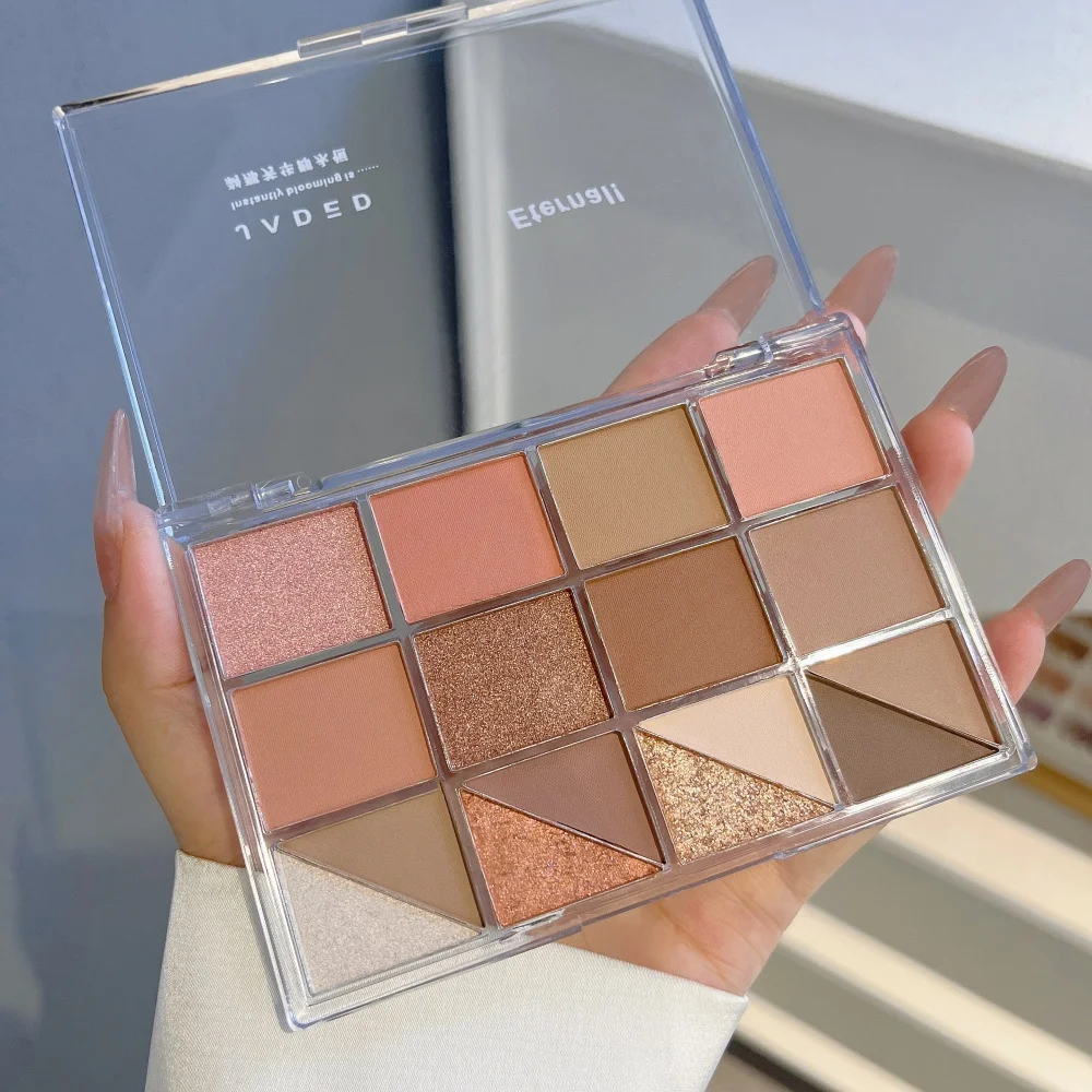 16 Farben Hochwertige mehrfarbige Lidschatten-Palette Contouring Glitter Matte Perlglanz Schweißfestes Make-up Trockenpuder-Lidschatten Image