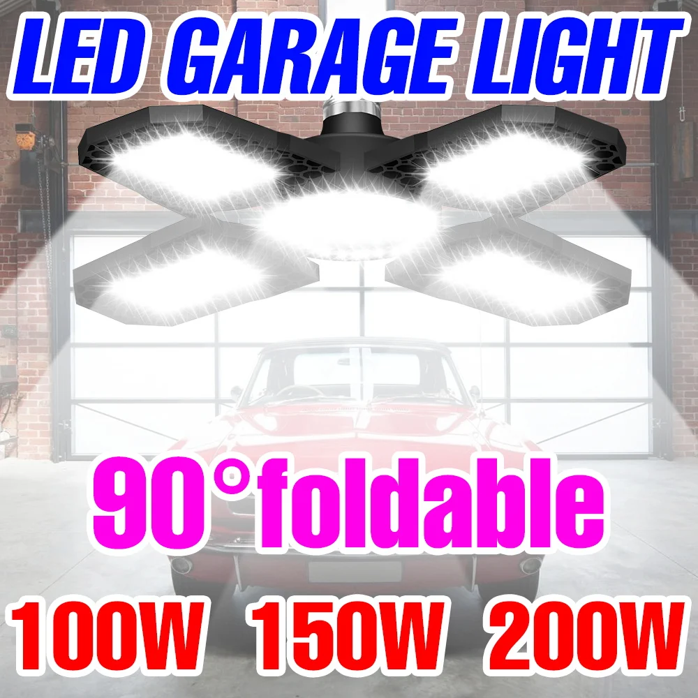 200 W LED-Birne E27/E26 Lampe Garagenleuchte AC 220 V zusammenklappbar verformbare Hochregallampen Strahler Home Warehouse Workshop Parkplatz Image