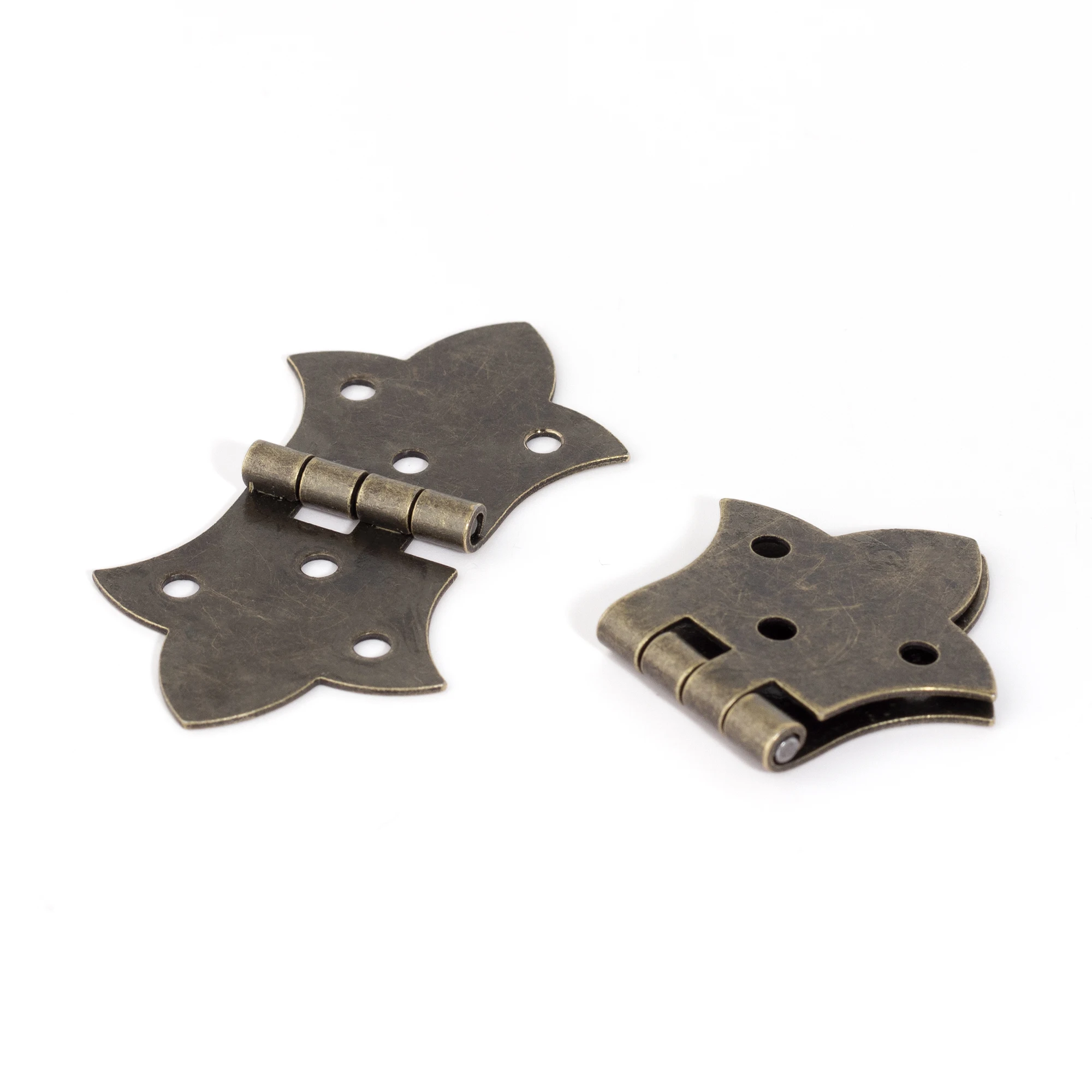 2 Stück Vintage-Metallscharniere, 270 Grad, dekorative Scharniere, antike Klappscharniere für Schmuckschatullen, kleine Eisenscharniere für Holzkisten und Möbel
