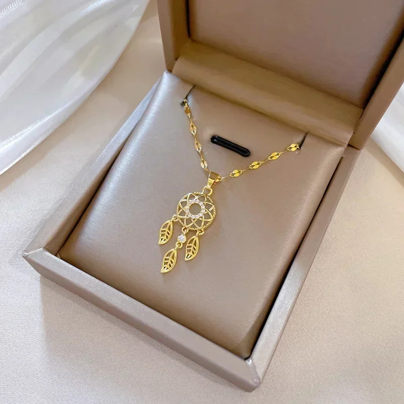 Edelstahl Minimalistischen Traum Fänger Halskette Für Frauen Quaste Kristall Anhänger Halsband Drop Shipping Trendy Femme Schmuck Image