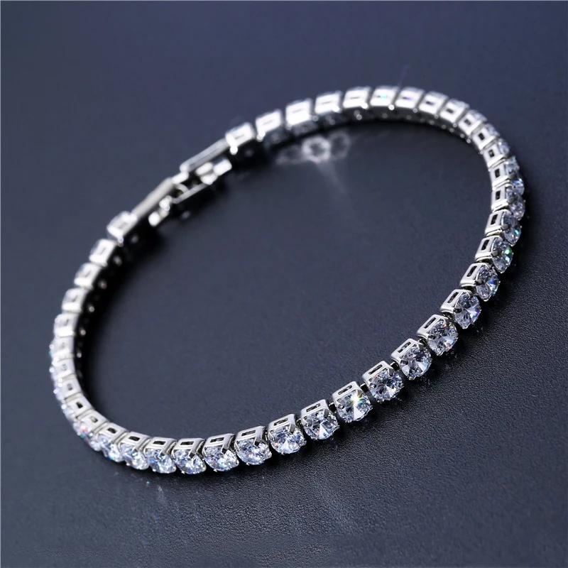 4mm Zirkonia Tennis Armband Iced Out Kette Armbänder für Frauen Männer Silber Farbe Männer Armband CZ Kette Homme schmuck Image