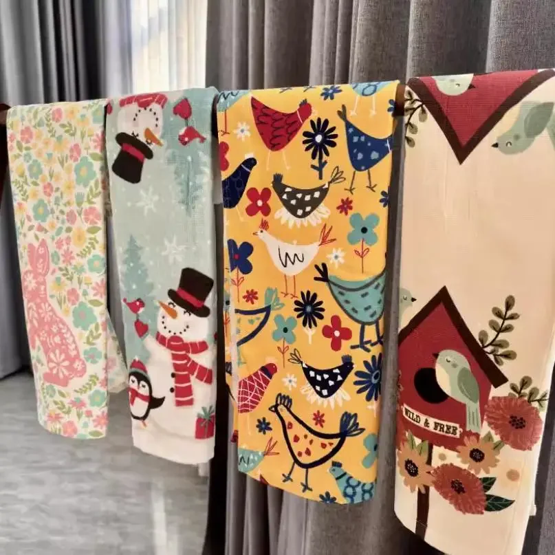 1or2PC 40X60cm, Handtücher, Weihnachtshandtuch, Baumwollhandtuch mit festlicher Atmosphäre, Küche, Küchenzubehör Image