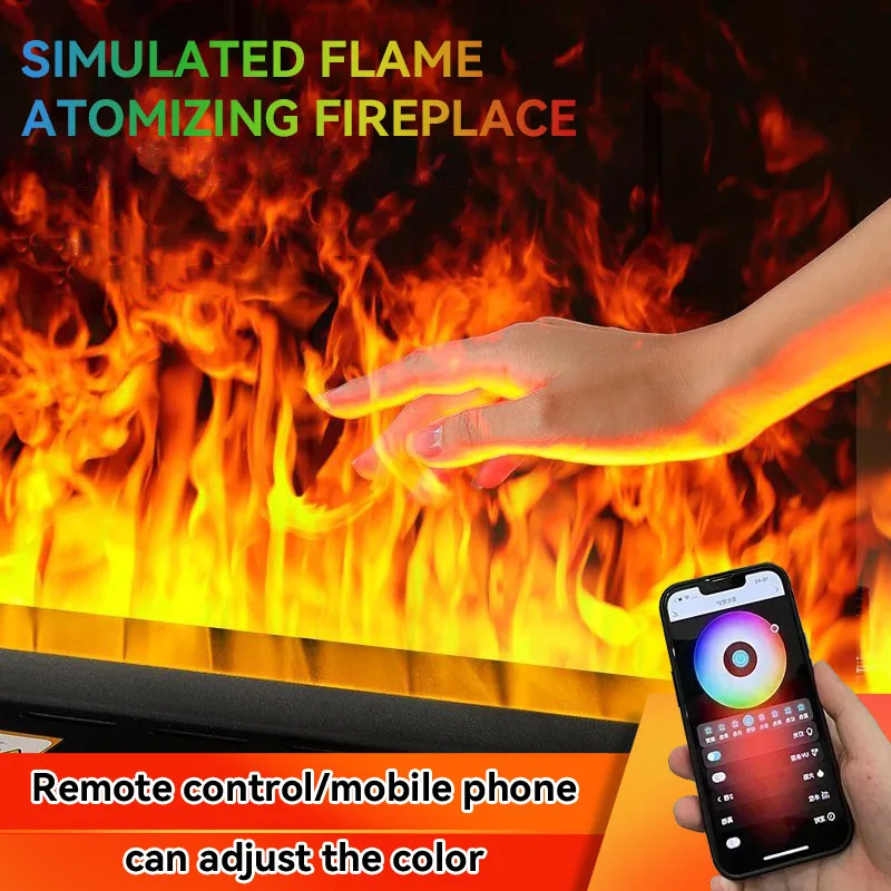 Zerstäubter Kamin mit LED, bunt, für Zuhause, Smart Flame, ECO-Wasserdampf, elektrischer Innenkamin für TV-Wand, Wohnzimmer-Dekoration Image