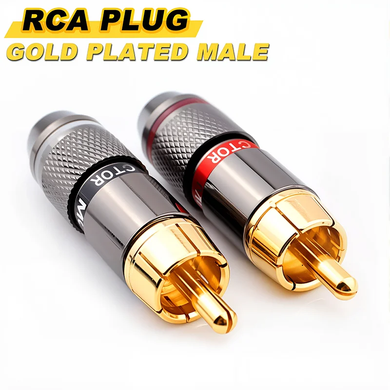 2/4/8PCS Musical Sound RCA Stecker Stecker HiFi 24K Gold Überzogene RCA Stecker Jack Adapter für 6mm Audio und Video Lautsprecher Kabel Image