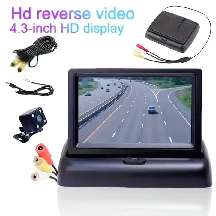 [Einfache Installation des Rückfahrmonitors] ANNJIATUU HD-Auto-Rückfahrkamera-Monitor – 4,3-Zoll-großes faltbares Display, einfache Installation Image