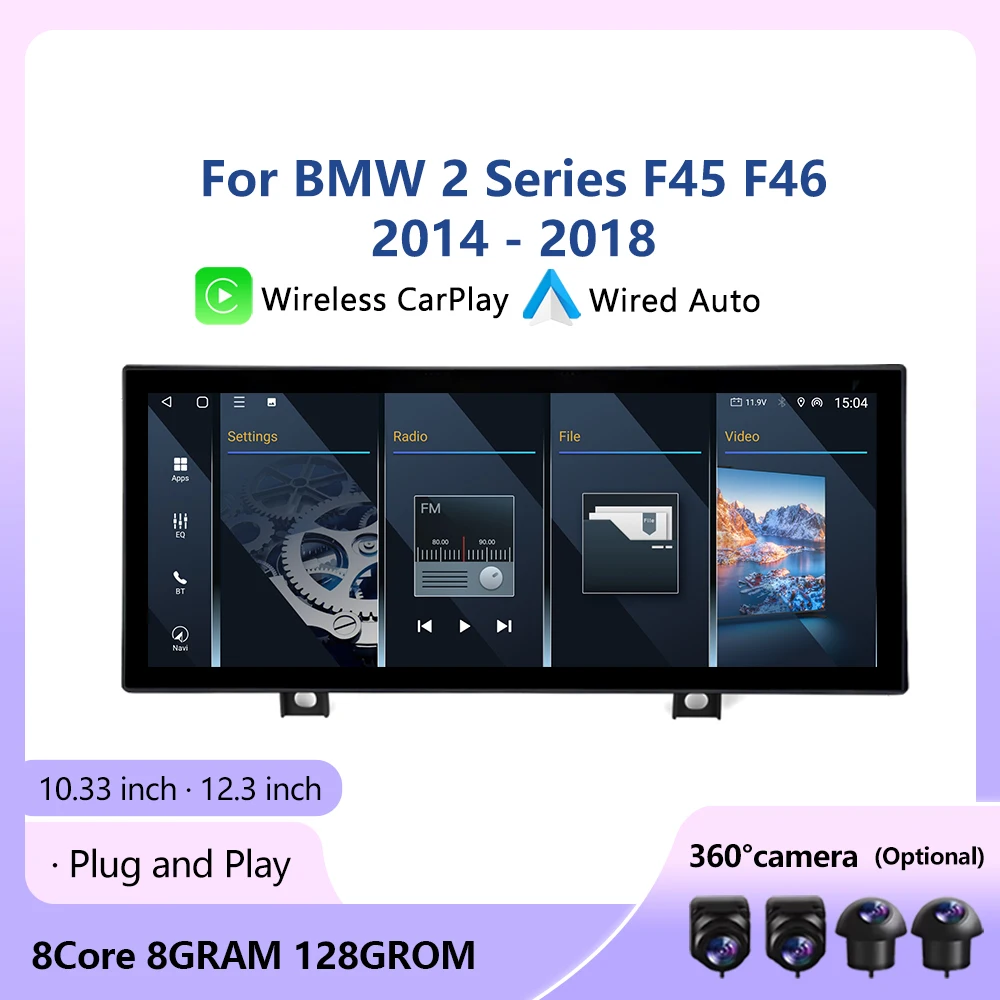 Auto radio Für BMW 2 Serie F45 F46 2014 - 2018 EVO/NBT System Drahtlose CarPlay Android Auto Multimedia display Touchscreen WIFI Image