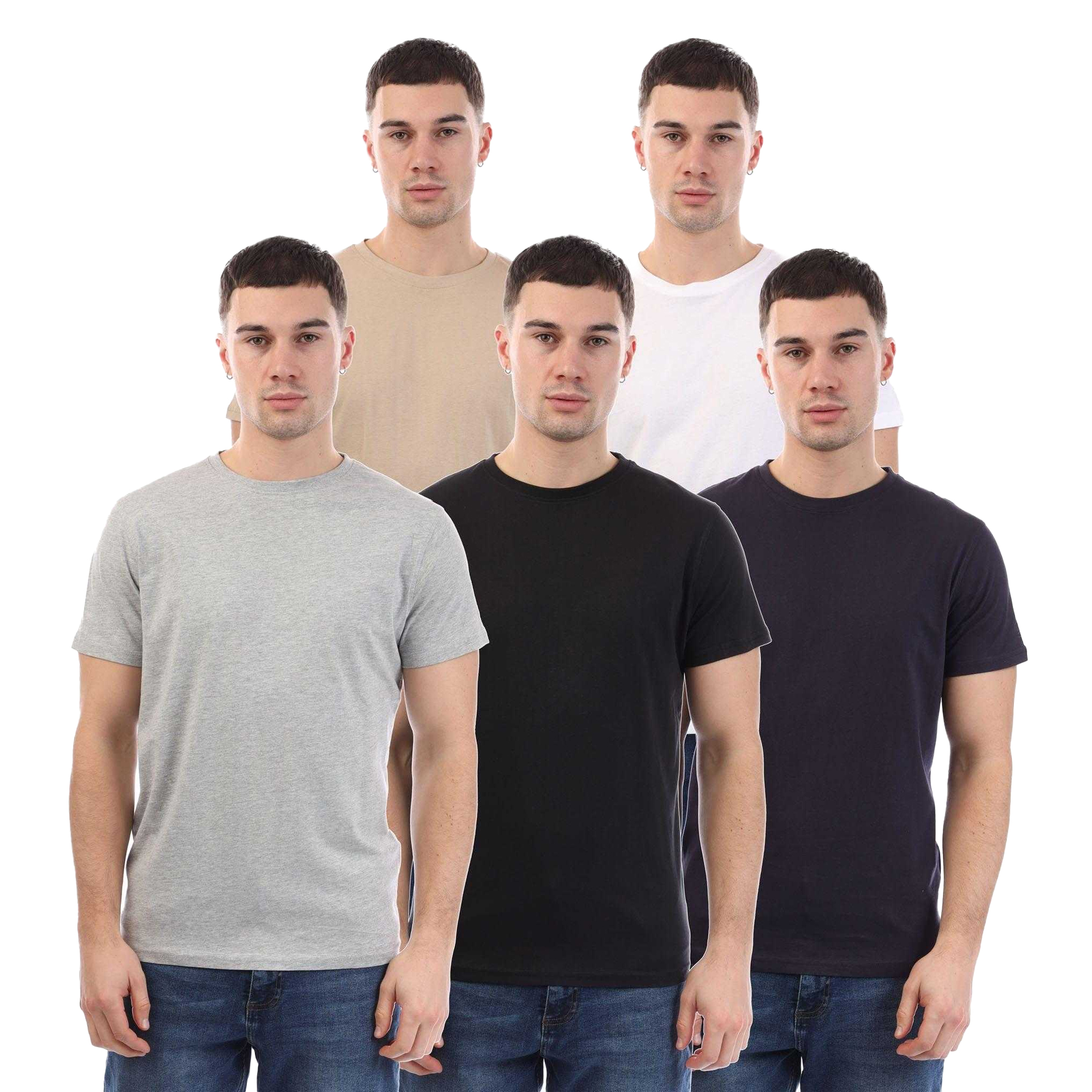 Duck and Cover - "Frankinz" T-Shirt für Herren (5er-Pack) (Schwarz/Grau/Weiß/Beige)