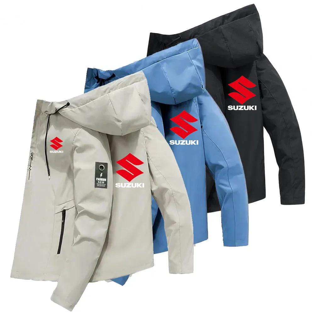 Giacca da Moto Suzuki - Giacca Antivento Primaverile/Autunnale da Uomo - Cappotto - Moda Streetwear - Giacca da Uomo con Cappuccio