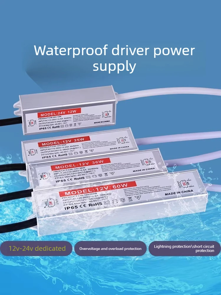 Alimentatore impermeabile AC/DC IP67 12V 24V per illuminazione esterna, driver LED 60W 12W 25W 36W 400W 300W 200W 100W, trasformatore di alimentazione