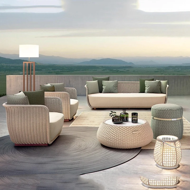 Set di Mobili da Giardino Impermeabili Moderni per Esterni, Set di Mobili da Giardino per Villa e Cortile, Mobili Nordici in Rattan per la Casa