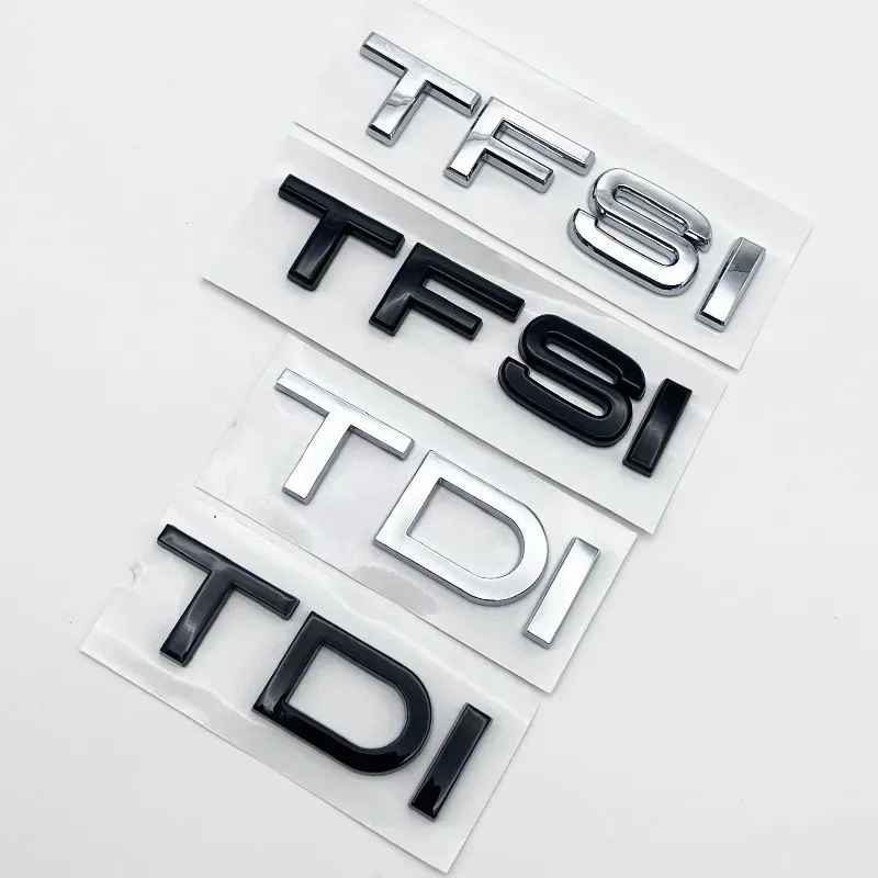 Adesivo Emblema Posteriore Auto 3D Cromato Nero Lucido in ABS TDI TFSI per Audi A1 A3 A4 A5 A6 A6L A7 A8 S3 S6 Q3 Q5 Q7 TT S RS