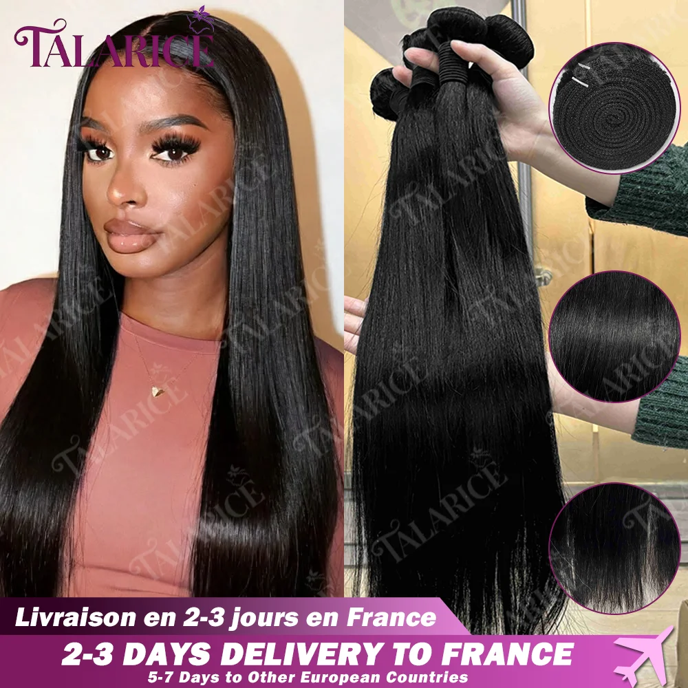 Extensioni di capelli umani grezzi 15A, ciocche di capelli lisci per donne, 12-40 pollici, ciocche spesse, brasiliane, di alta qualità, 100% capelli umani