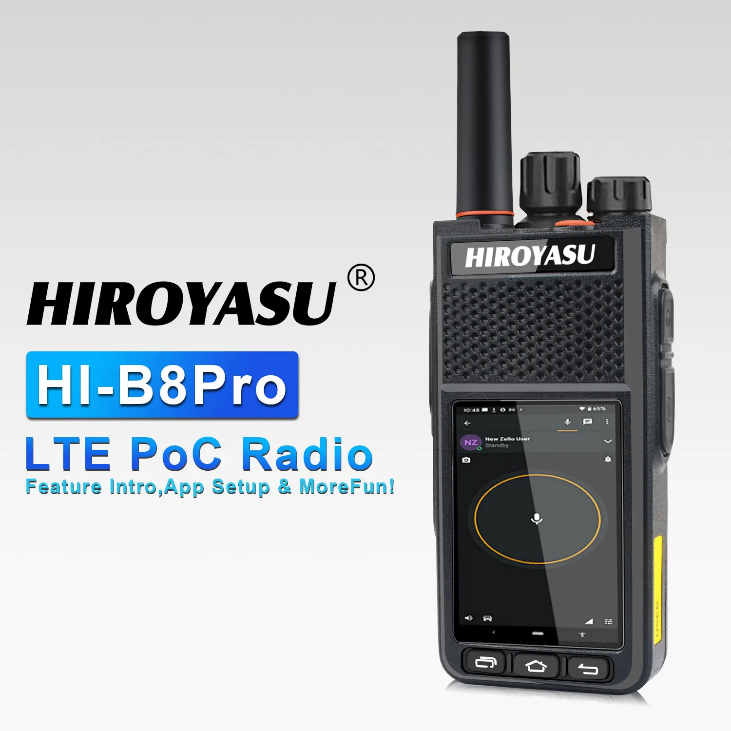 HIROYASU HI-B8Pro Walkie Talkie PoC con Rete, 2GB RAM, 16GB ROM, Touchscreen da 2.4 Pollici, Sistema Operativo Android 9.0, Radio PoC 2G 3G 4G LTE Zello
