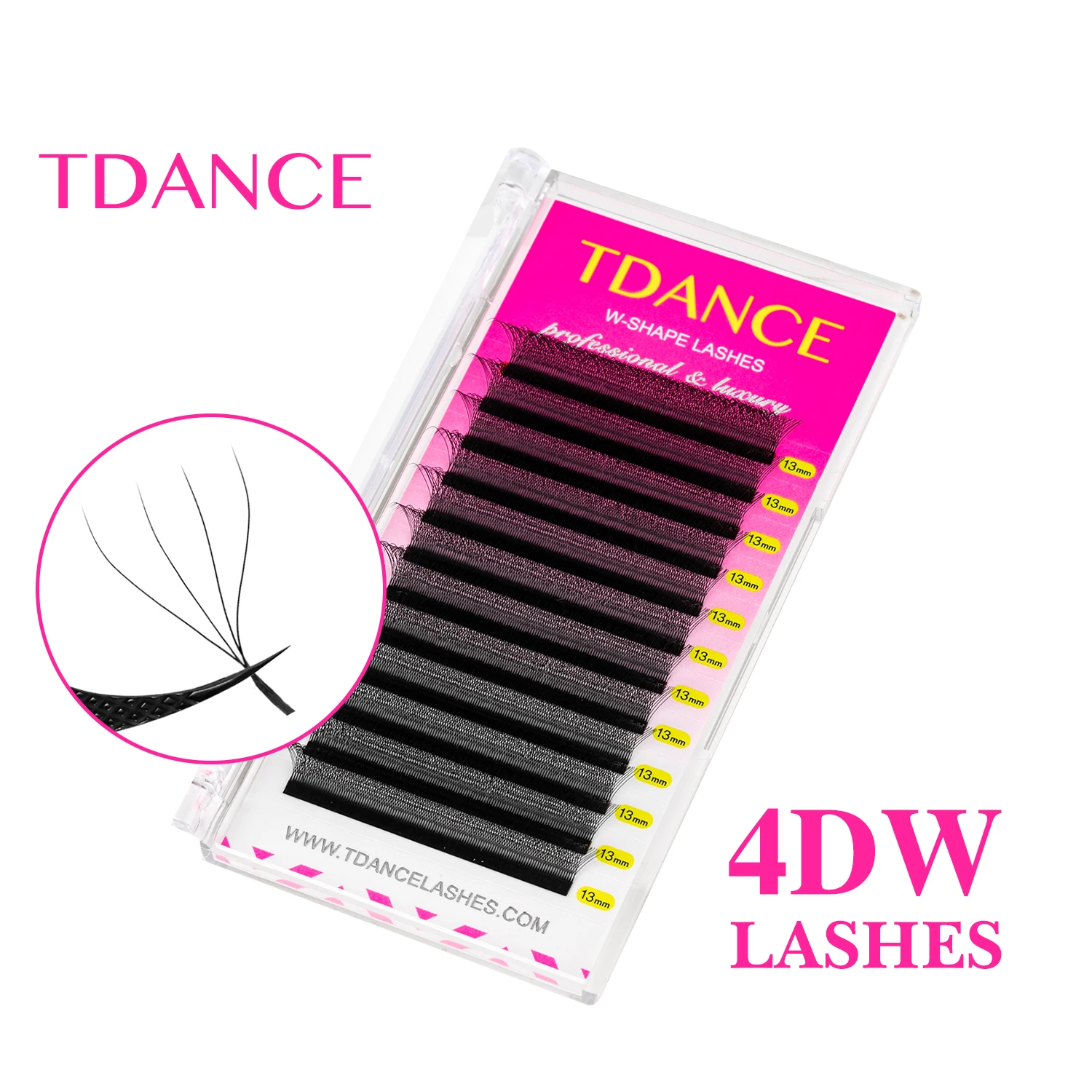 TDANCE Extension Ciglia 4D W, Ciglia Finte Volume Naturale Stile W, Ciglia Finte in Visone Sintetico, Ventagli Preformati, Ciglia Morbide