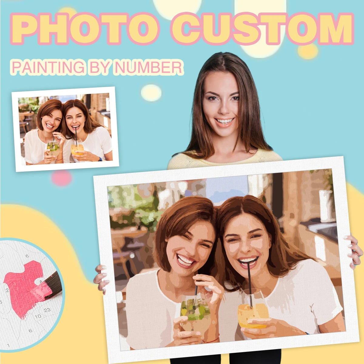 RUOPOTY Foto-individuelles Malen nach Zahlen auf Leinwand, personalisiertes Geschenk für Handarbeit, DIY-Set, handgefertigte Farbmarker, dekoratives Kit Image