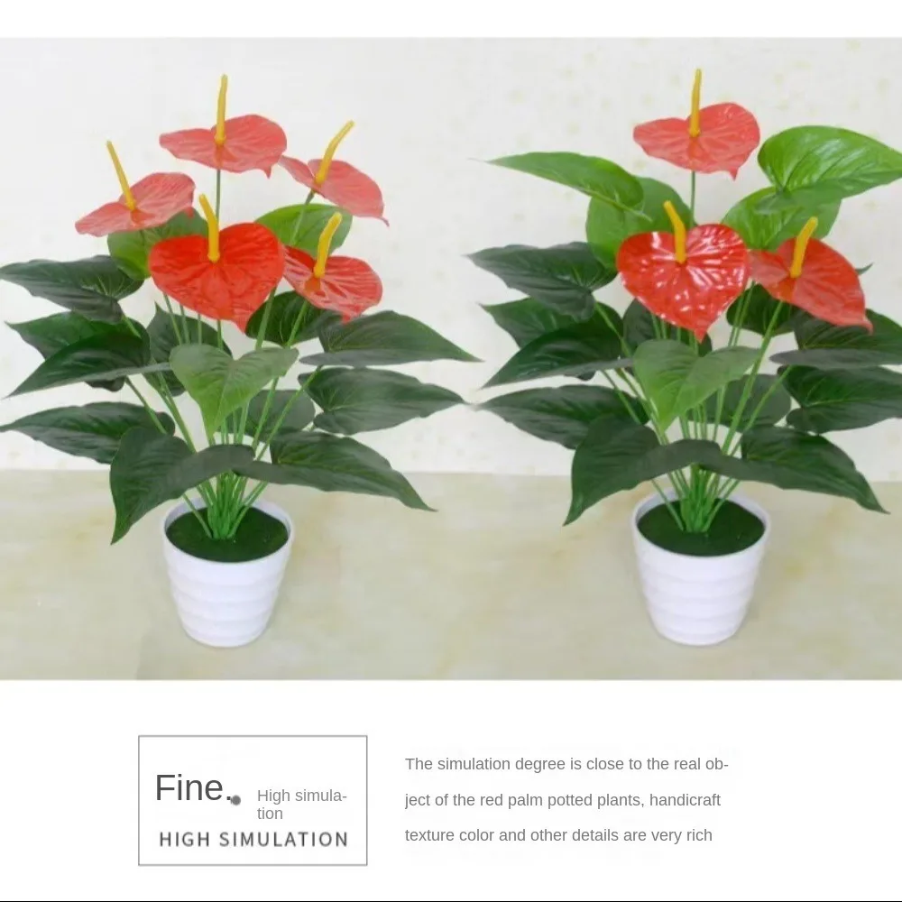 35/50cm künstliche rote Palme neue große Kräuter pflanze Kunststoffs imulation Anthurium künstliche Palmwedel Wohnzimmer Schlafzimmer Dekor