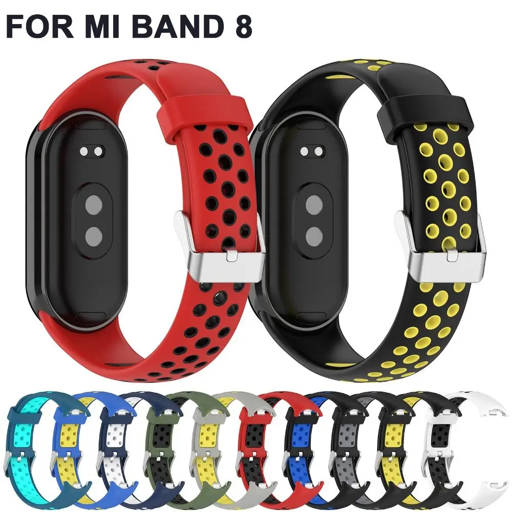 Silikon-Uhrenarmband für Xiaomi Band 8, zweifarbig, atmungsaktiv, intelligentes Armband, Ersatzarmband für Xiaomi Mi Band 8-Armband Image