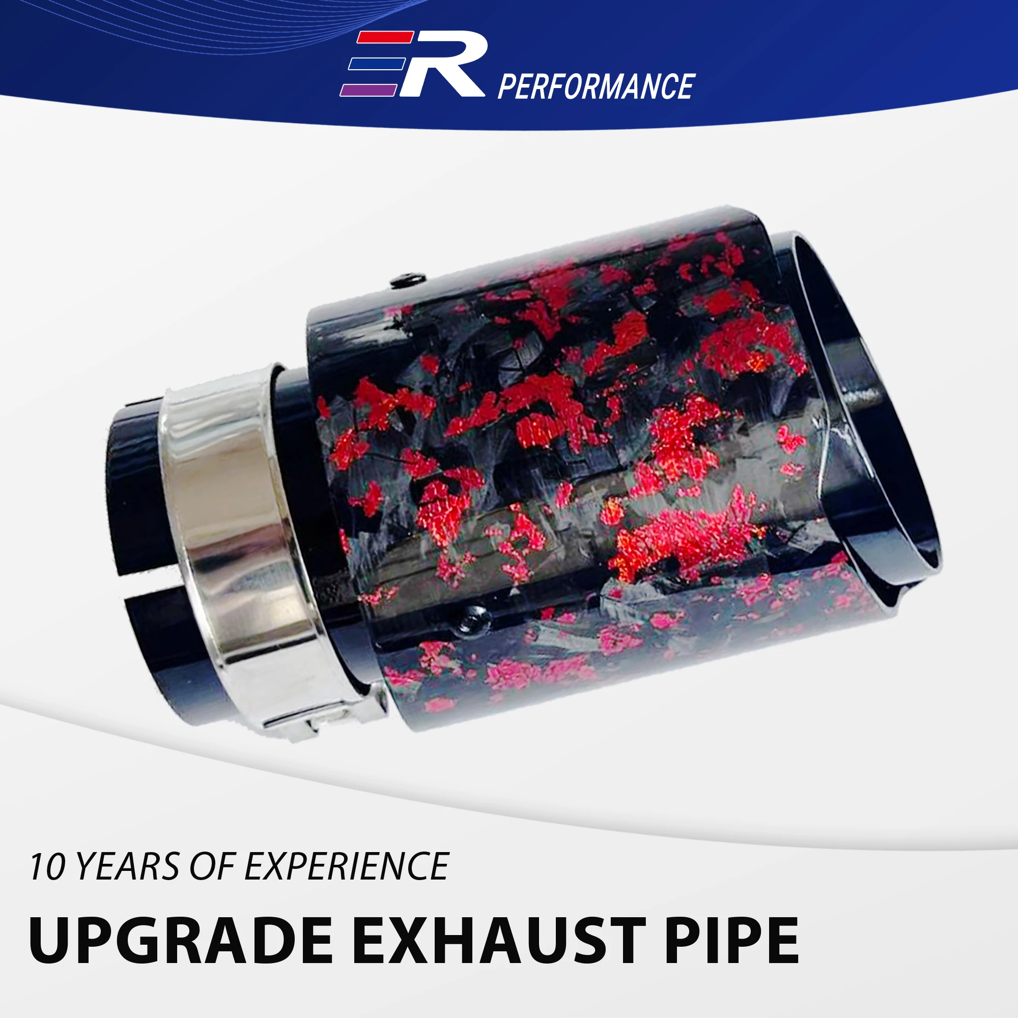 1Pc Autos Zubehör Rot Folie Carbon Faser 89mm Edelstahl Schalldämpfer Spitze Auspuff Spitze System Rohr Universal auspuff Spitze Düse Image