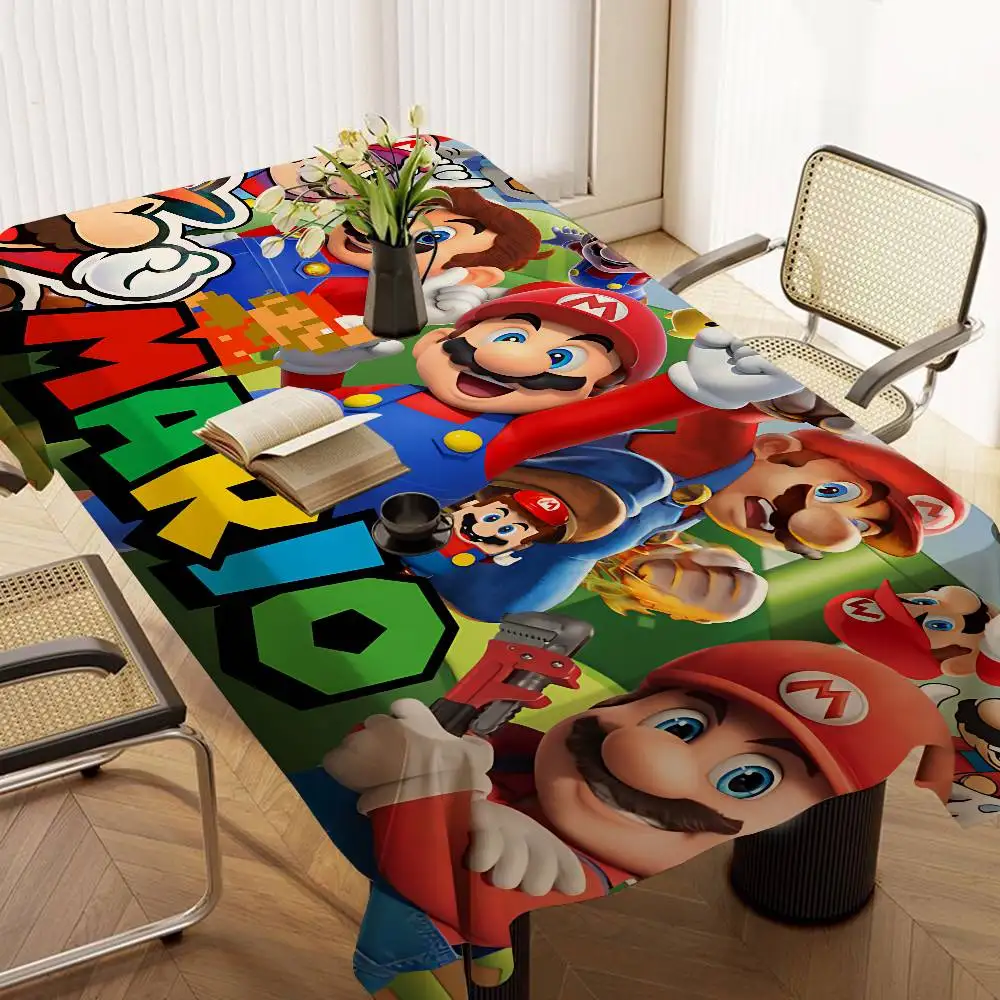 Cartoon M-marioes-Games Tischdecke, Tischdecke für Weihnachten, Picknick, Party, Geburtstag, Hochzeit, wasserdichtes Schreibtischtuch, Tischdekoration Image