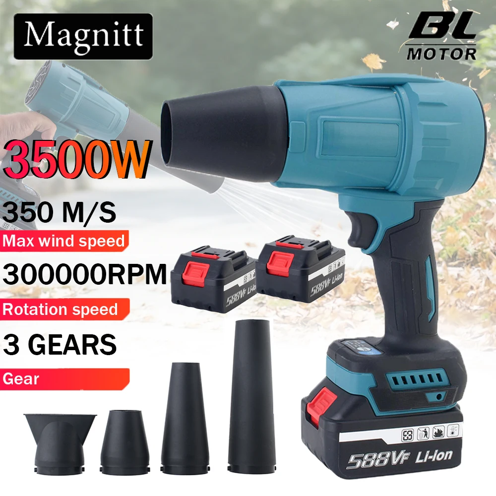 3500W Bürstenloser Elektro-Turbogebläse Schnee- und Staubbläser Kabelloser Handgehaltener Hochleistungslüfter für Makita 18V Akku Image